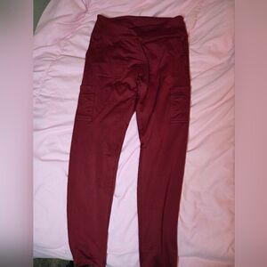 PINK burgandy Leggings With Side Pockets